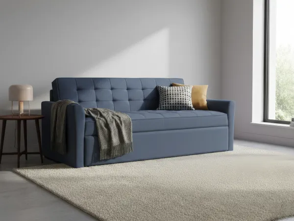 Zenith Sofa Cum Bed in Denim Blue